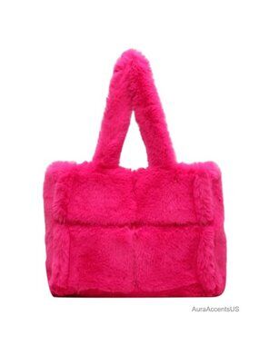 Soft Faux Fur Large Shoulder Tote Bag Plush Handbag Furry Top Handle Bag